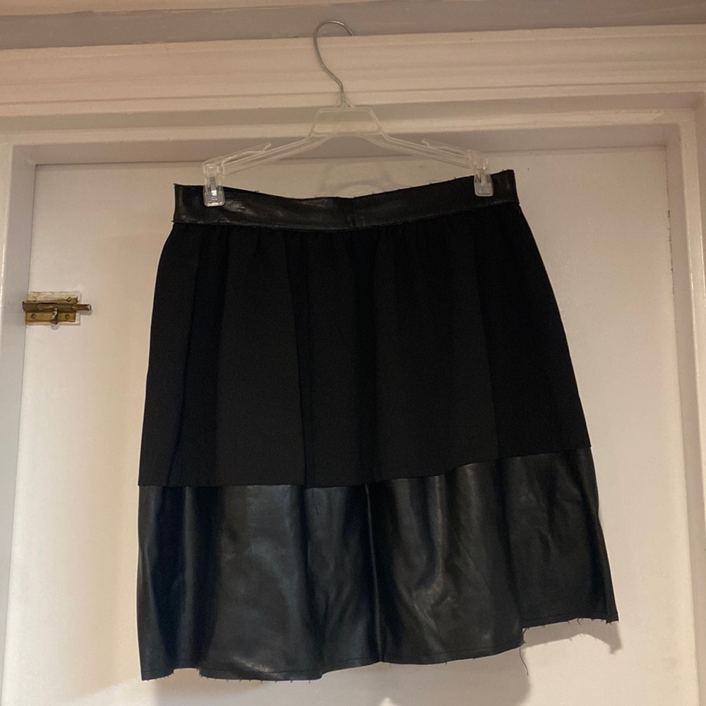 213 Industry black mini skirt with leather, size M.
